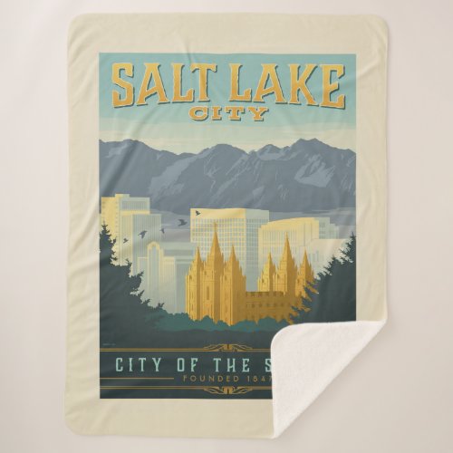 City of the Saints  Salt Lake City Utah Sherpa Blanket