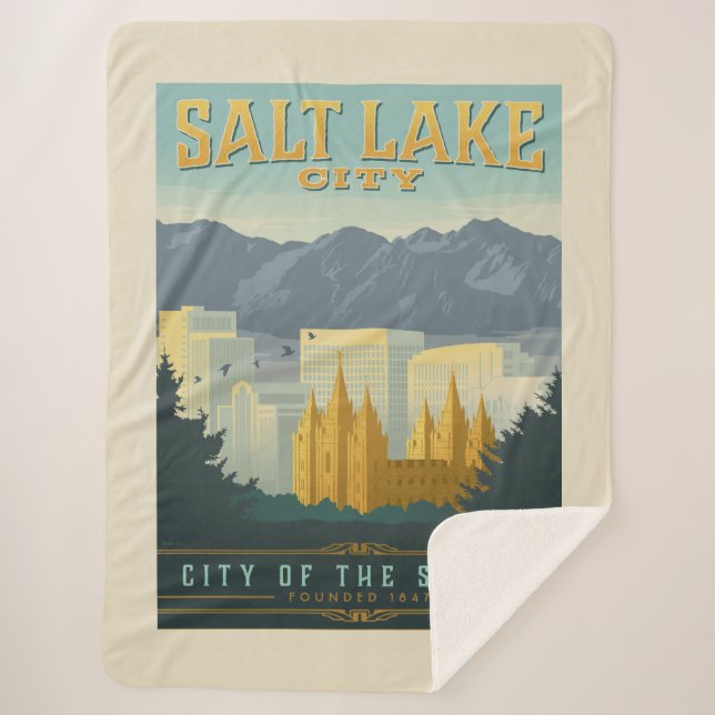 City of the Saints | Salt Lake City, Utah Sherpa Blanket (Front)