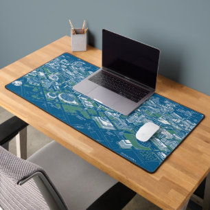 City of Tomorrow Blueprint - Retro Architectural  Desk Mat