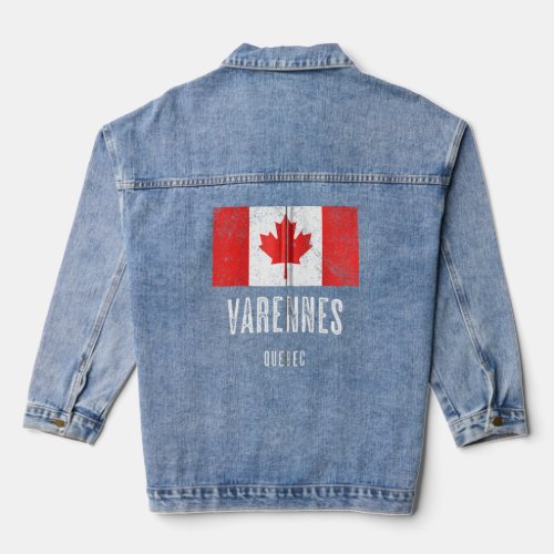 City Of Varennes Canada Canadian Flag Merch Zip  Denim Jacket