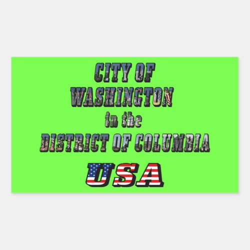 City of Washington in the District of Columbia USA Rectangular Sticker