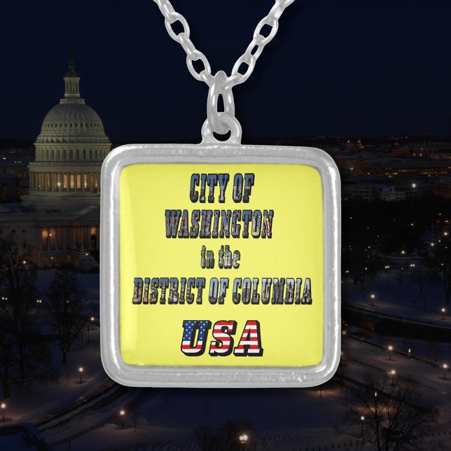 City of Washington in the District of Columbia USA Silver Plated Necklace (City of Washington in the District of Columbia USA Silver Plated Necklace)