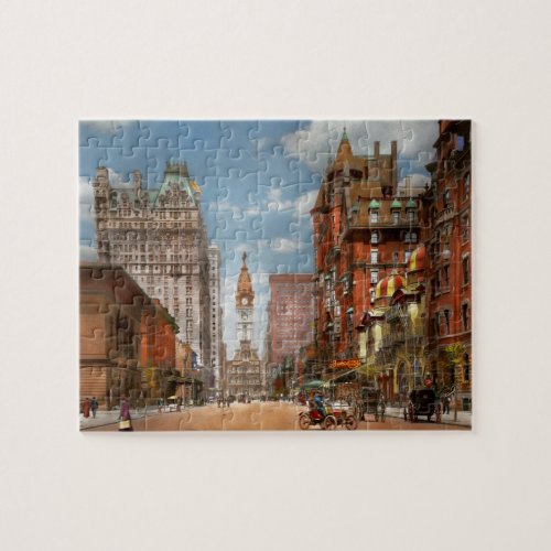 City _ PA Philadelphia _ Broad Street 1905 Jigsaw Puzzle