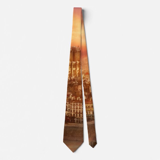 City - Paris France - Notre-Dame Cathedral 1865 Neck Tie (Front)