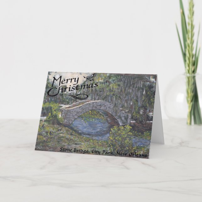 City PArk Bridge  Christmas Holiday Card (Front)