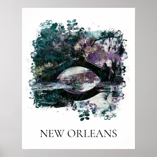  City Park New Orleans Bridge Art Painting Poster