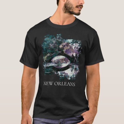  City Park New Orleans Bridge Black Mens T_Shirt