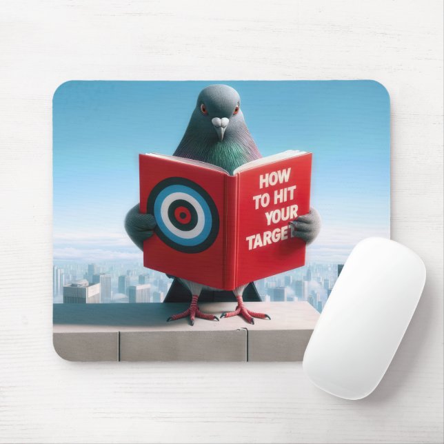 City Pigeon Reading a Book Mouse Pad (With Mouse)