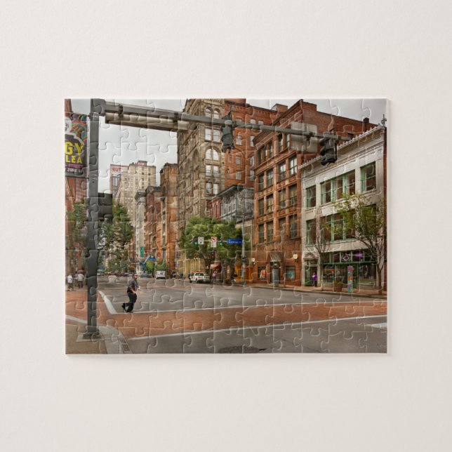 City - Pittsburgh PA - Running late Jigsaw Puzzle (Horizontal)