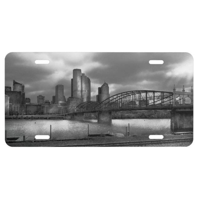 City - Pittsburgh, PA - Smithfield Bridge BW License Plate (Front)