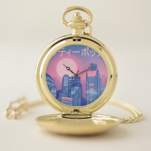 City pop Japanese Music Pocket Watch