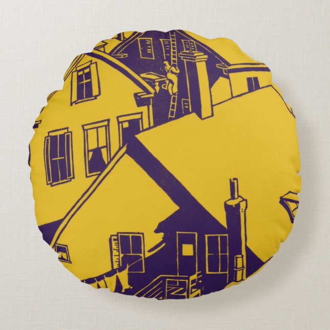 City Rooftops  Round Pillow (Front)