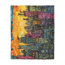 City Scape at Sunset - Vibrant Urban Art