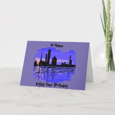 City Scape customizable Birthday card