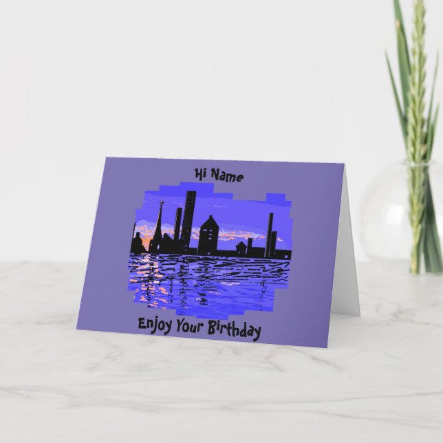 City Scape customizable Birthday card (Front)