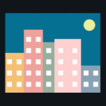 City Scape Night Poster<br><div class="desc">Colorful and calming "City Scape" poster. Perfect for any room in your home!</div>