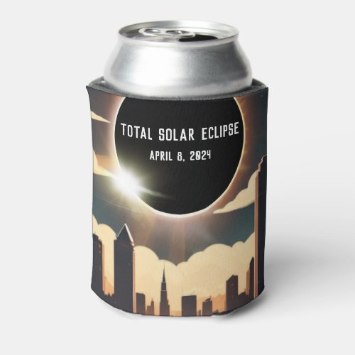 City scape Total solar eclipse April 8 2024 Can Cooler