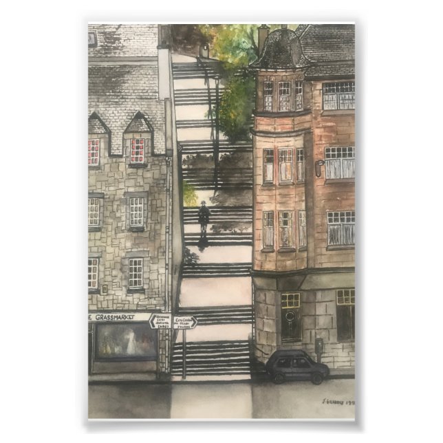 City Scapes Grassmarket Edinburgh by John Gilholly Photo Print (Front)