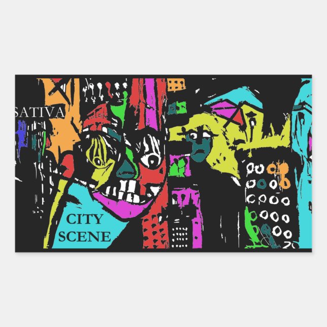 CITY SCENE SATIVA RECTANGULAR STICKER (Front)
