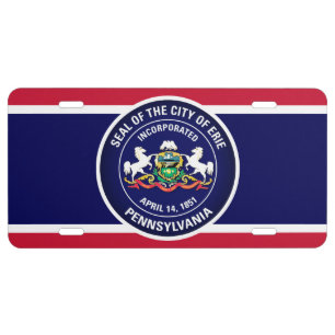 City Seal/ Flag of Erie, Pennsylvania License Plate