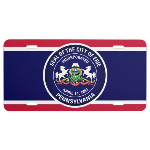 City Seal Flag of Erie Pennsylvania License Plate