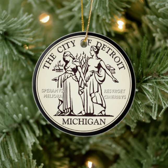 City Seal of Detroit Ceramic Ornament (Tree)