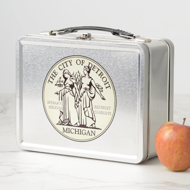 City Seal of Detroit Metal Lunch Box (In Situ)