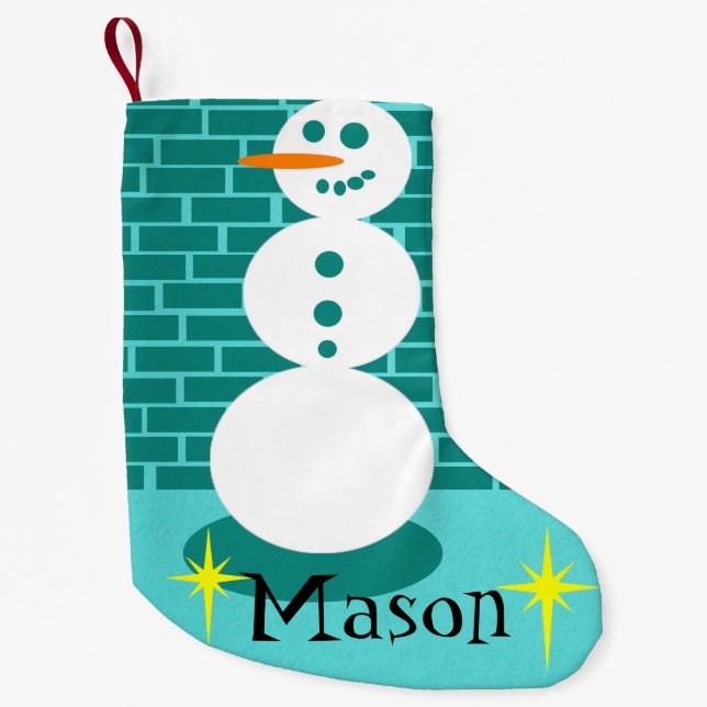 City Sidewalk Snowman Christmas Stocking (Front)