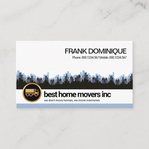 City Silhouette Border Long Haul Transportation Business Card