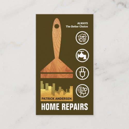 City Silhouette Paint Brush Handyman Tools Business Card