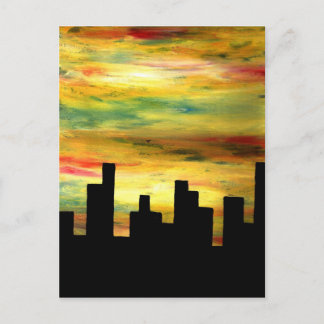 city silhouette postcard