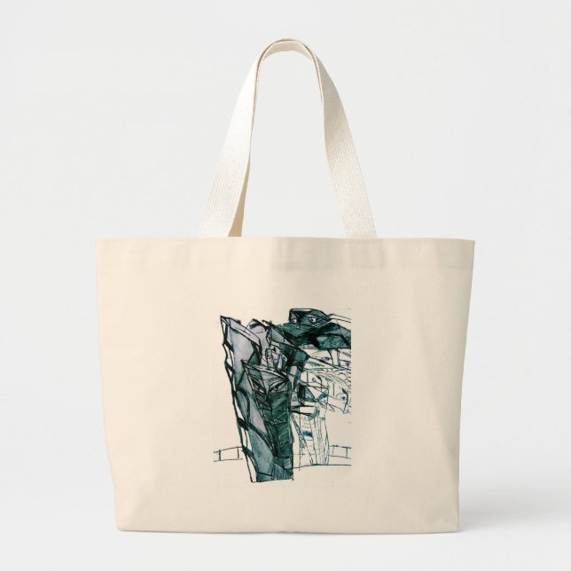 CITY SKETCHER WHITE LARGE TOTE BAG (Front)