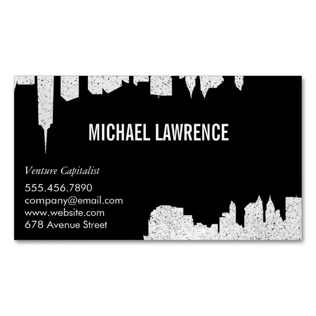 City Skyline | Abstract (speckled) Business Card Magnet (Front)