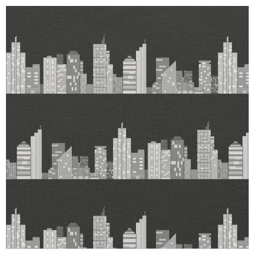 City Skyline at Night Fabric