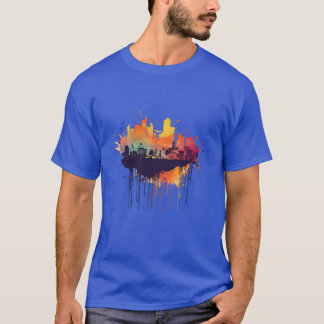 city skyline at sunset funny T-Shirt