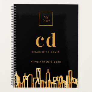 City skyline black gold business logo 2027 planner
