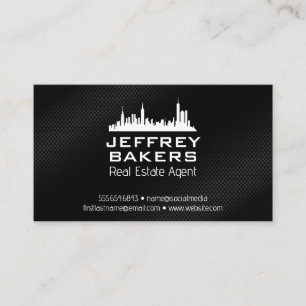 City Skyline Black Texture Business Card