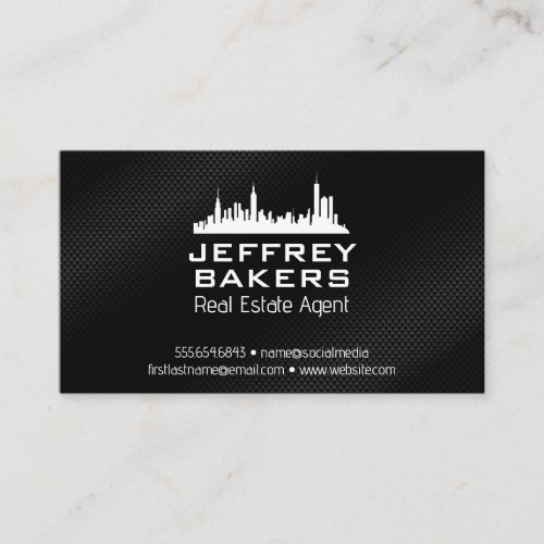 City Skyline  Black Texture Business Card