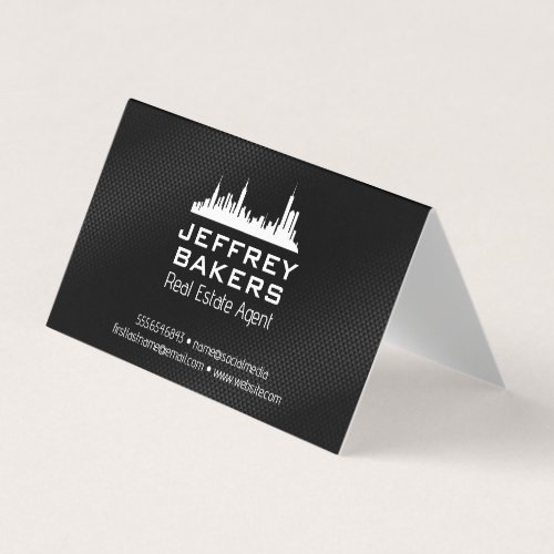 City Skyline  Black Texture Business Card
