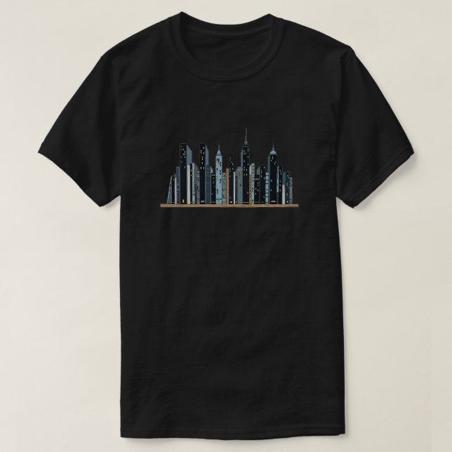 City Skyline Bookshelf – Minimalist T-Shirt Unisex (Design Front)