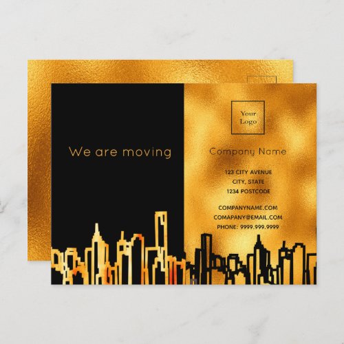 City skyline business company we are moving announ announcement postcard