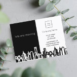 City skyline business company we are moving announcement postcard<br><div class="desc">An elegant and minimalist moving annoucement card for a city business,  company,  real estate agents,  caretakers,  janitors.  Black and white with a city skyline. Personalize and add your business,  company logo,  name,  address and contact information on the front.</div>