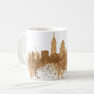 City Skyline Coffee Stain Art  Mug