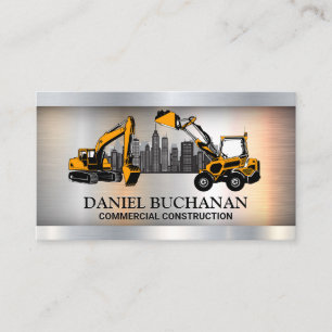City Skyline Construction Vehicles Business Card