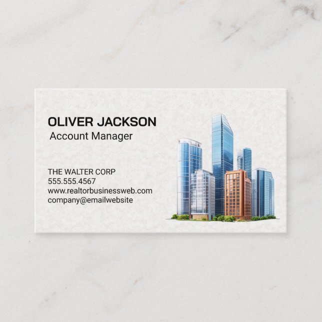 City Skyline Glass Buildings Business Card (Front)