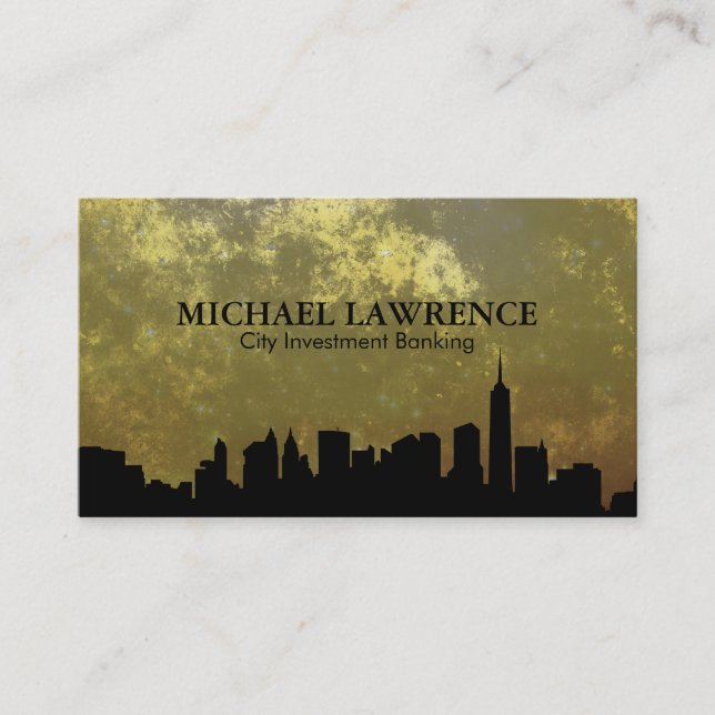 City Skyline (gold) Business Card (Front)