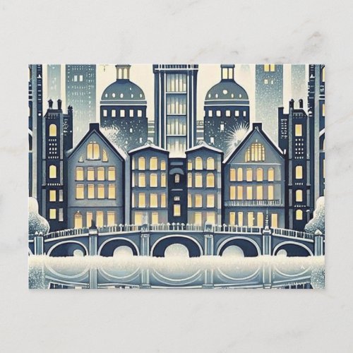 City Skyline Hanukkah Night Card