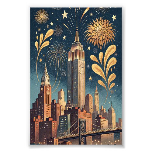 City Skyline Hanukkah Vintage Travel Poster Card