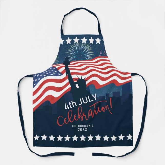 City Skyline Independence Day Celebration ID658 Apron (Front)