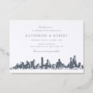 City Skyline Landscape Luxurious Letterpress Invitation